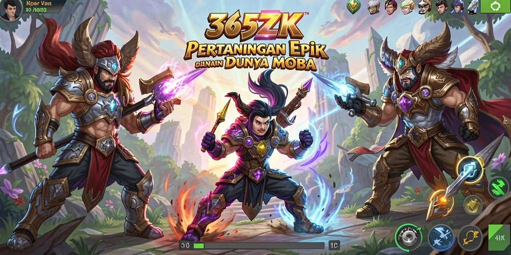Tampilan gameplay MOBA yang penuh aksi di 365ZK.
