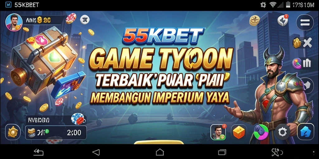Screenshot utama 55KBET menampilkan momen seru dalam membangun bisnis Tycoon.