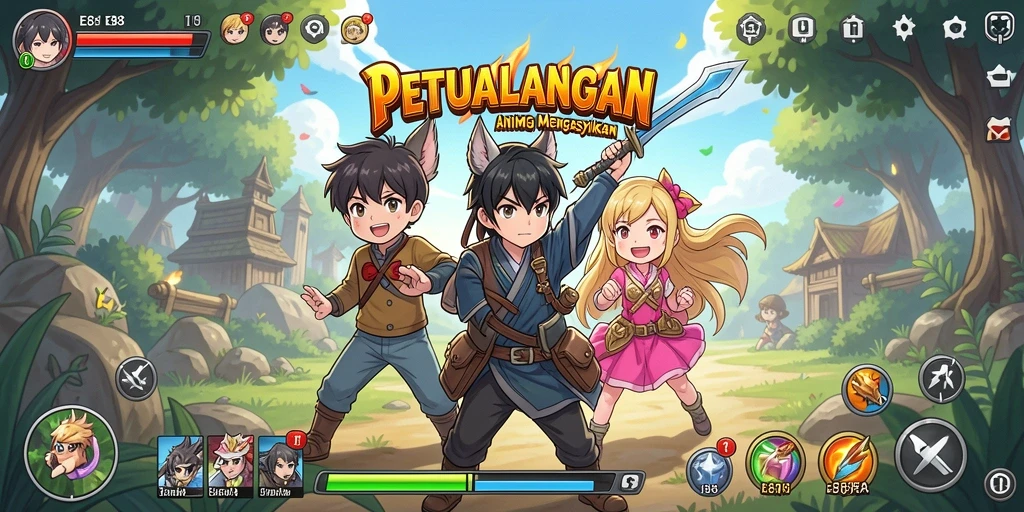 Tampilan gameplay yang seru dari game E88 dengan karakter anime.