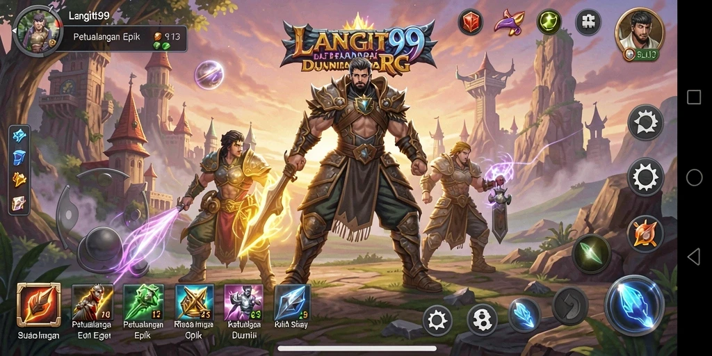 Tampilan gameplay LANGIT99 dengan pertempuran strategis yang menarik.