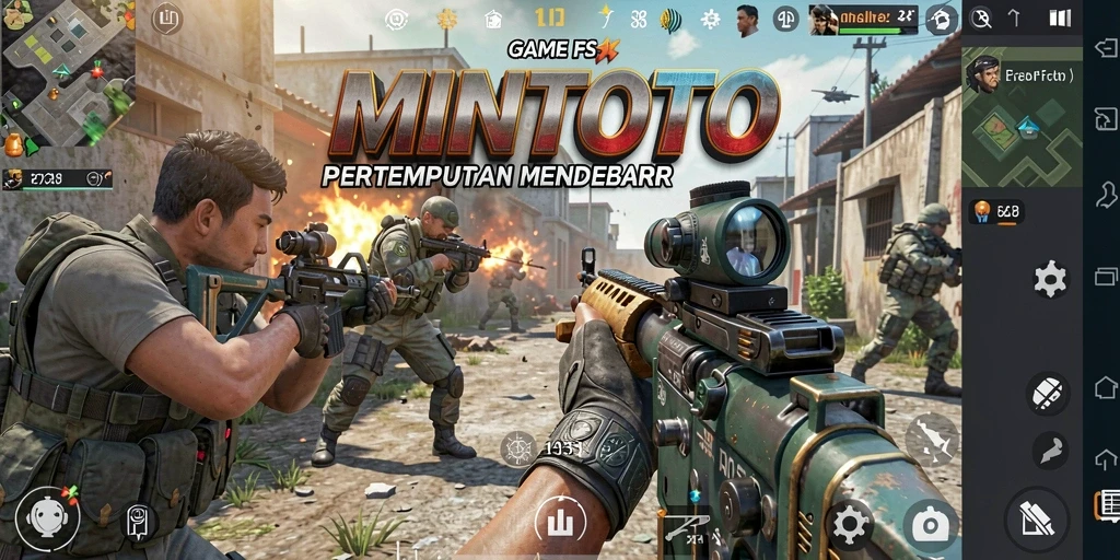 Screenshot gameplay MINTOTO menunjukkan aksi tembak-menembak yang seru.
