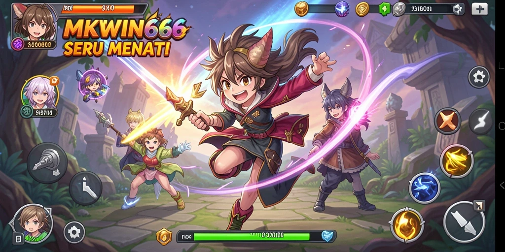 Screenshot gameplay MKWIN666 menampilkan petualangan karakter anime yang menakjubkan.