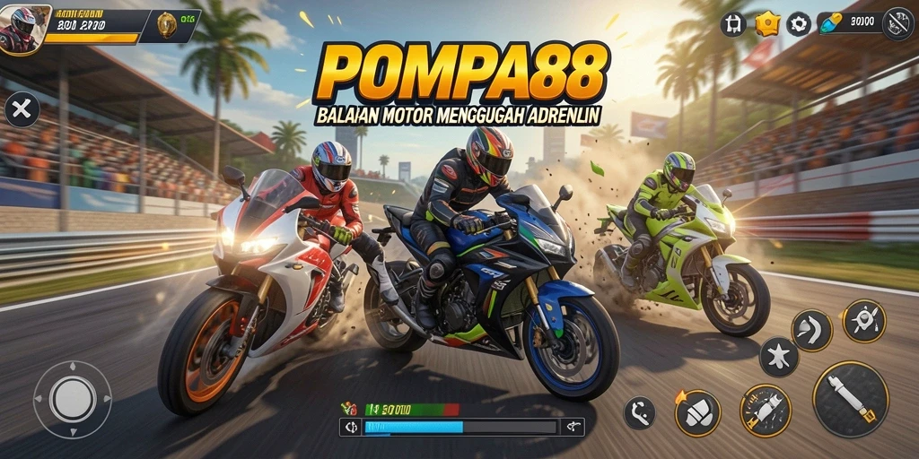 Tampilan gameplay POMPA88 yang menegangkan di lintasan balap.