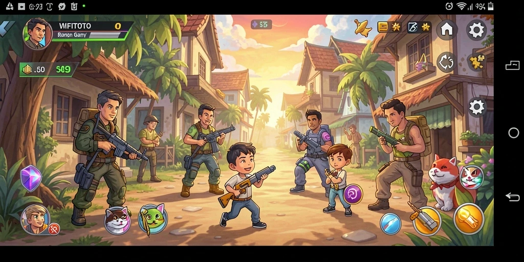 Screenshot gameplay WIFITOTO yang menunjukkan dunia yang cerah dan menawan.
